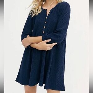 Free people navy blue beach flare dress size small